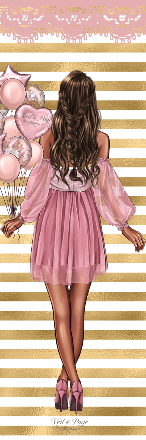 Ladies With Balloons Bookmark Set – Printable Digital Download (4 pc)